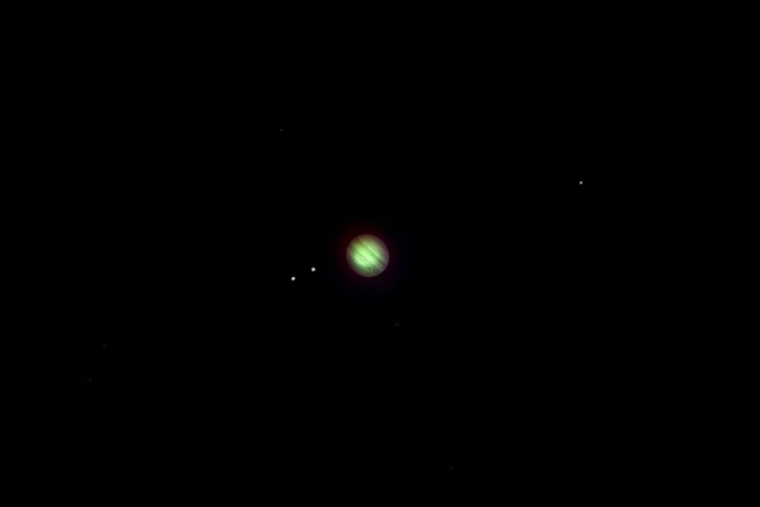 Line of planets above a horizon before sunrise