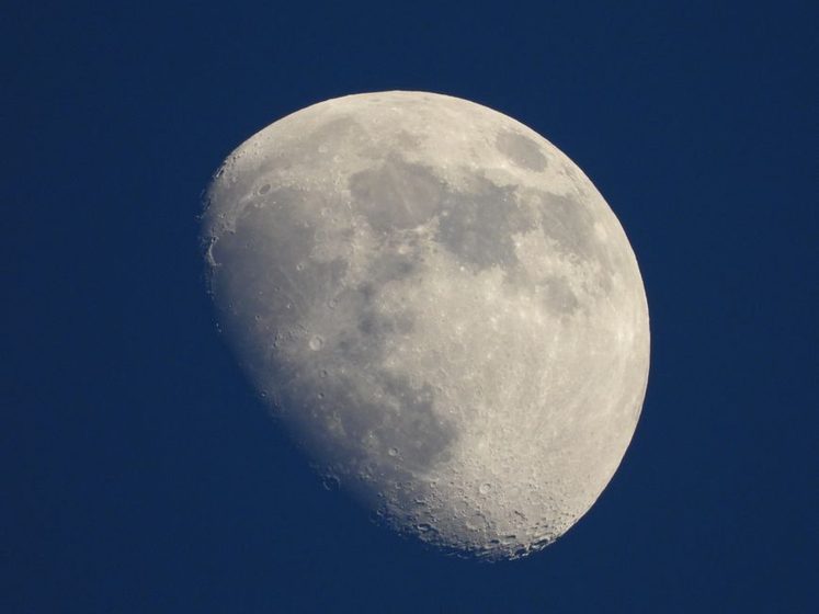 Close view of the lunar terminator line with crater shadows